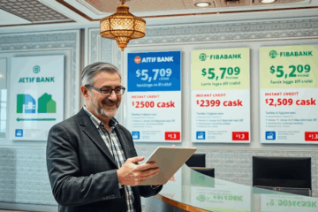 Bir kişinin online kredi başvurusunda bulunduğunu gösteren görsel.