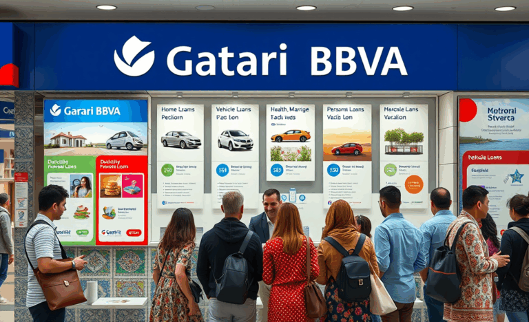 Garanti BBVA'nın sunduğu çeşitli kredi seçeneklerini anlatan görsel.